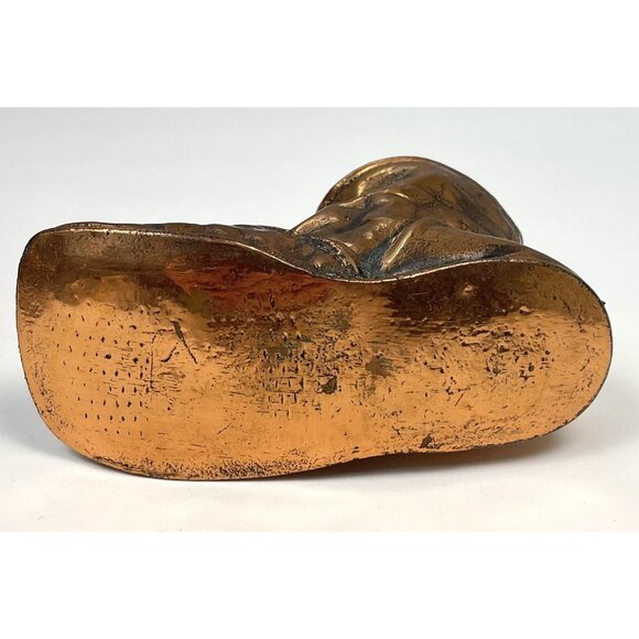 Antique 1800s BRONZED Copper Victorian BABY SHOE Side Button High Top EUC - Picture 6 of 6